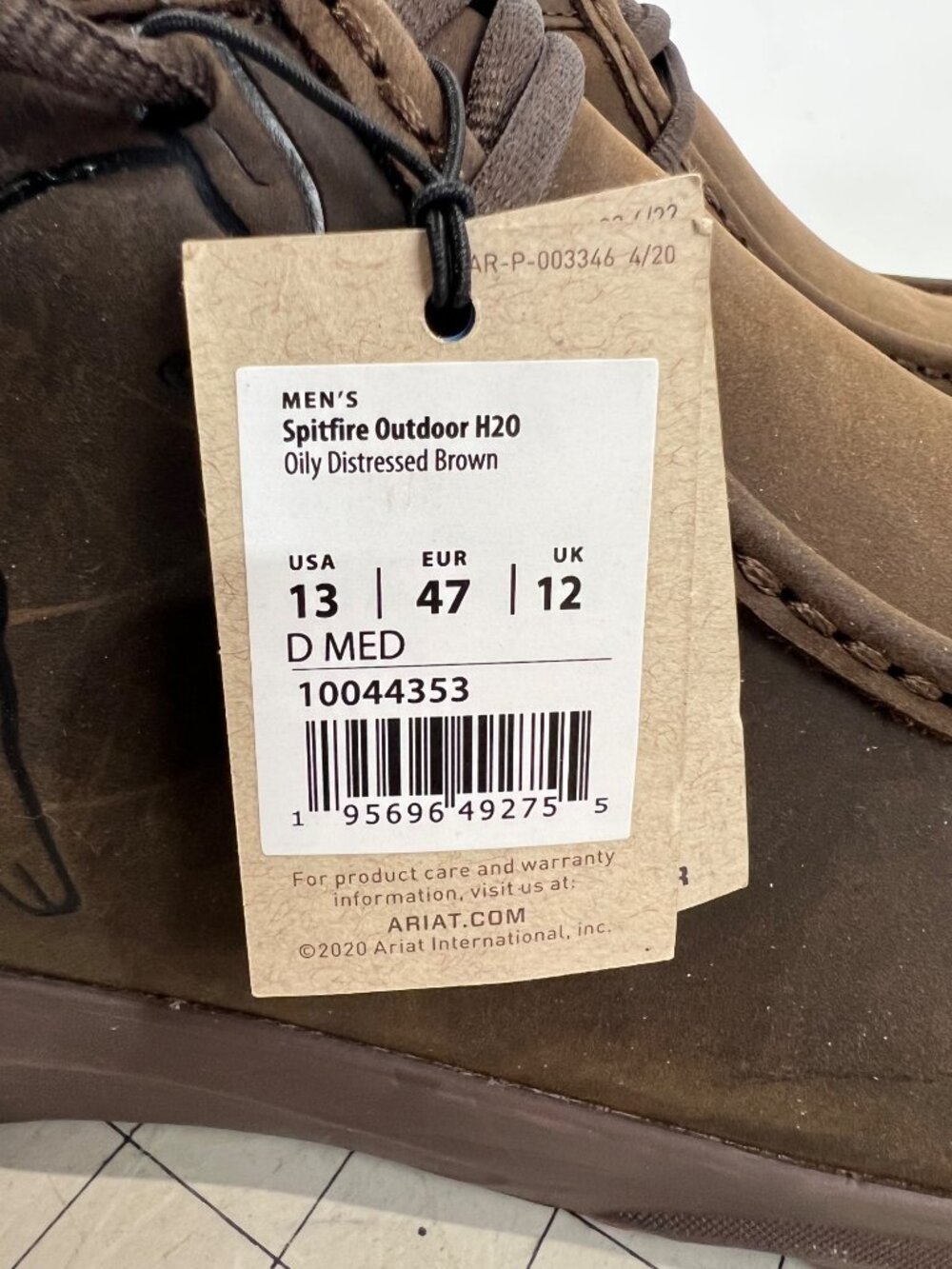 Ariat Men’s Spitfire Outdoor H2O Waterproof Boots Distressed Brown USA 13 D New - Picture 4 of 7